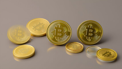 gold baht coins appear on a transparent background. Growing investments. 3d animation