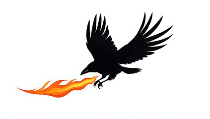 Obraz premium flaming raven flight creating striking visual