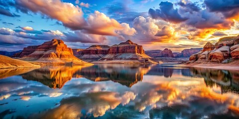 Stunning Double Exposure of Lake Powell with Abstract Landscapes and Vibrant Colors for Nature Lovers