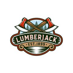 Lumberjack Vintage Logo Template. Vector illustration