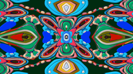 Colorful symmetrical abstract kaleidoscope background pattern for summer 