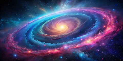 Obraz premium Stunning Drone Photography of a Colorful Galaxy with Pink and Blue Swirls for Awe-Inspiring Cosmic Imagery