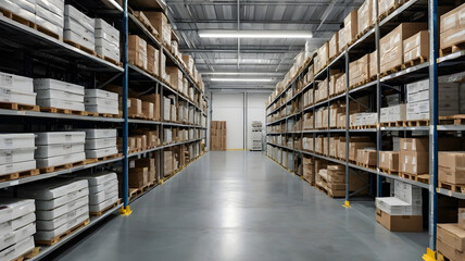 warehouse shelves with books, ai generated