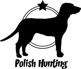 Polish Hunting. dog silhouette,  dog, dog breeds, logo, vector, silhouette, logo design, animal, illustration, icon, sign, design, black,  symbol, pet