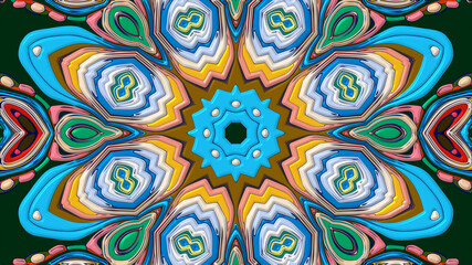 Colorful symmetrical abstract kaleidoscope background pattern for summer 