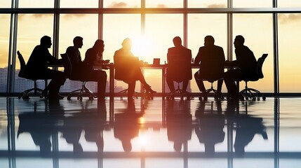 Fototapeta premium Business Meeting Silhouettes at Sunset