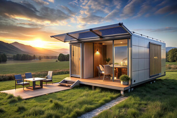 Obraz premium A world where people live in high-tech, portable home