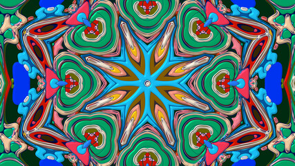 Colorful symmetrical abstract kaleidoscope background pattern for summer 