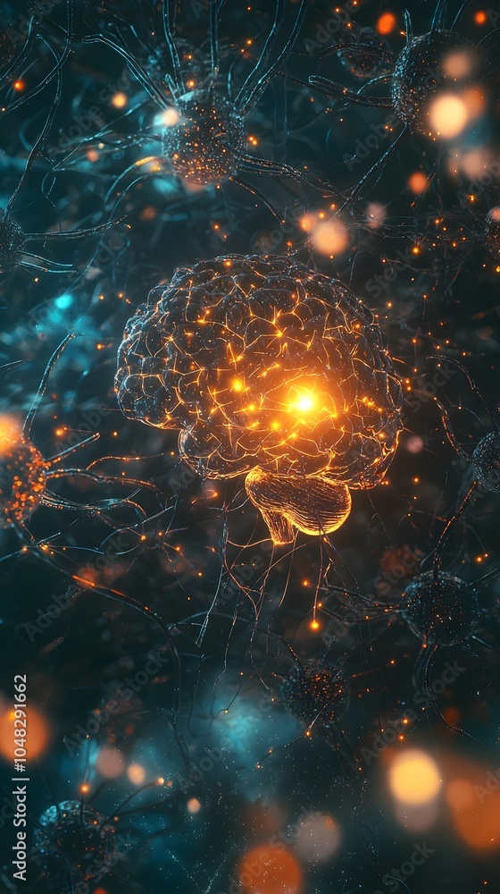 Aufkleber interconnected brain neurons symbolizing knowledge and cognition