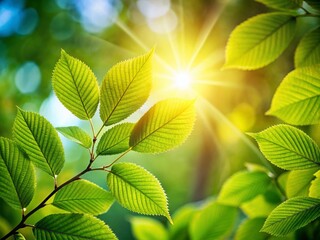 Sunlight Filtering Through Fresh Green Leaves - Serene Minimalist Nature Photography for Spring Mornings