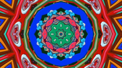 Colorful symmetrical abstract kaleidoscope background pattern for summer 