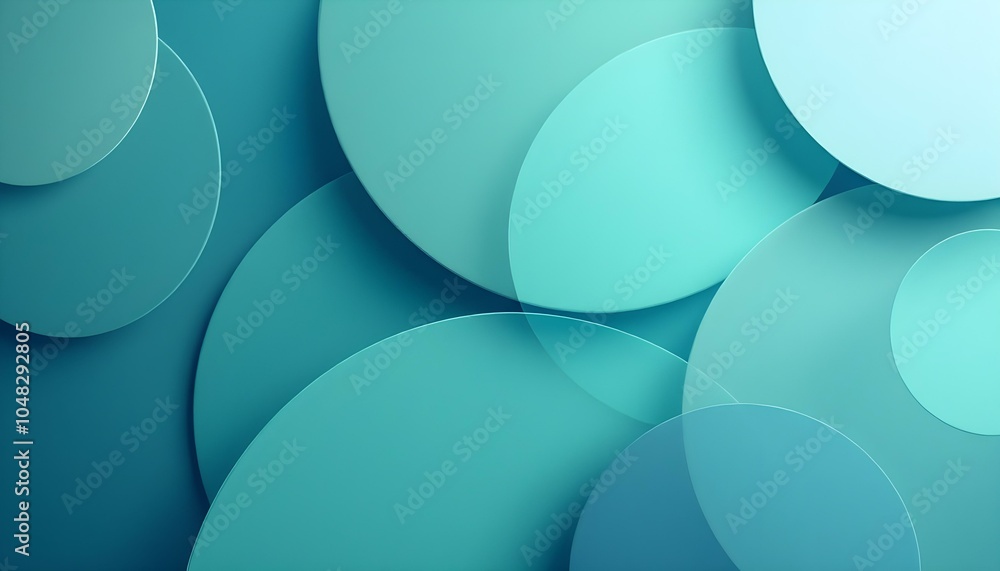 Poster abstract background with overlapping turquoise circles. blue geometric circle abstract background de