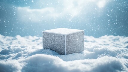 A white box is sitting in the snow