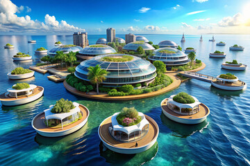 Obraz premium Floating Ocean City Retreats