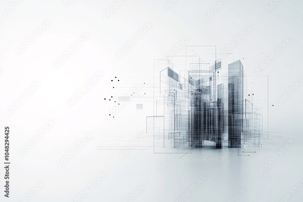 Poster abstract 3d wireframe structure of a website layout, futuristic web development visualization, digit