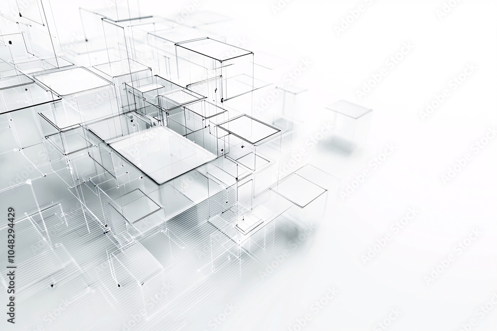 Poster abstract 3d wireframe structure of a website layout, futuristic web development visualization, digit