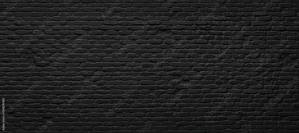 Wall mural black brick wall, dark brickwork texture as a background for inserting information
