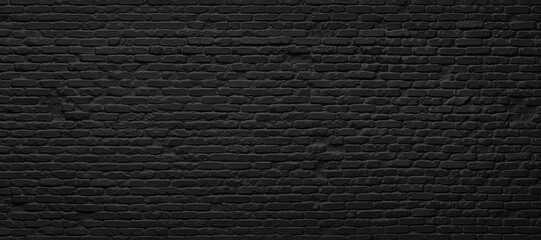 black brick wall, dark brickwork texture as a background for inserting information