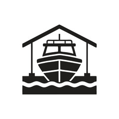 Fototapeta premium Boat In Dry Dock Vector Icon on white background