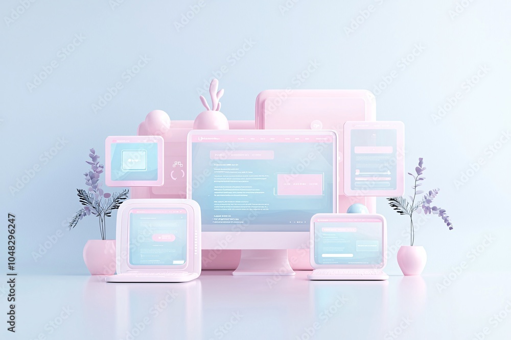 Poster futuristic 3d web components floating in a virtual space, innovative web design concept, cutting-edg