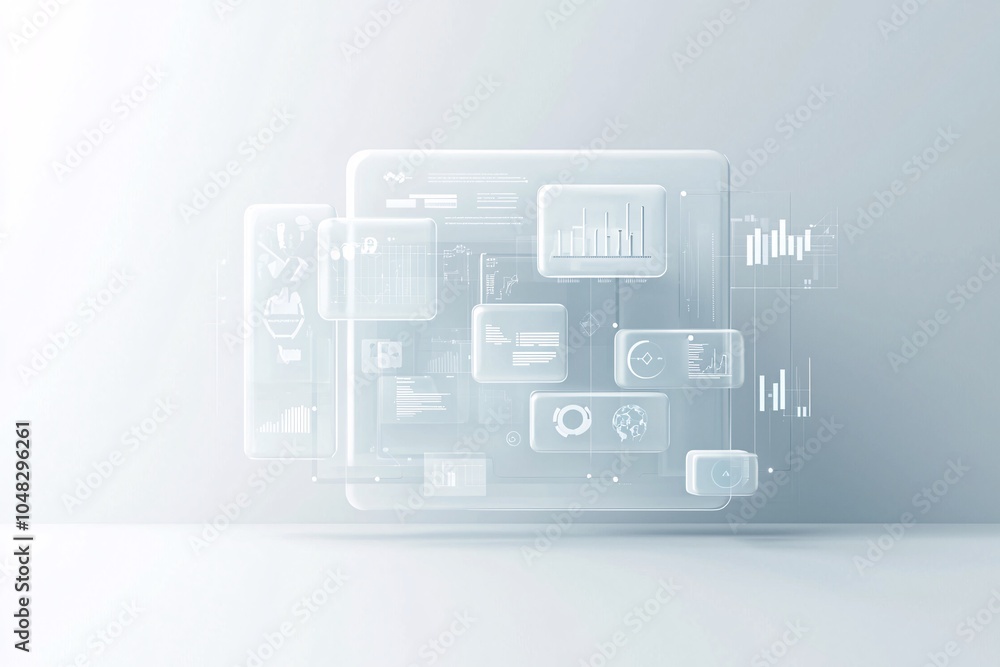 Poster futuristic 3d web components floating in a virtual space, innovative web design concept, cutting-edg