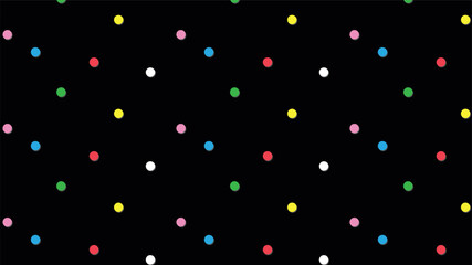 colorful dots vector background. Minimalist trendy abstract polka dot seamless pattern on black background. Perfect for screensaver, poster, card, invitation or home decor, fabric, paper or any use