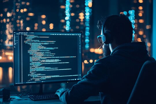 Developer using a code editor with dark theme, modern coding environment, efficient web development tools.