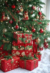 Merry Christmas, Happy New Year card, AI-generated images.