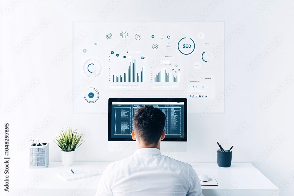 Poster developer tweaking website seo settings on a dashboard, search engine optimization focus, web perfor