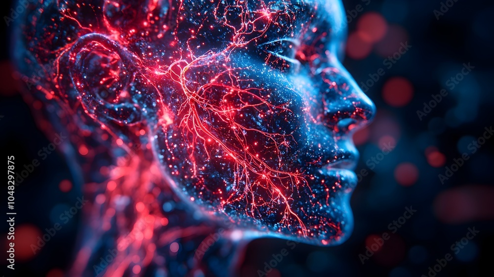 Fototapete Mesmerizing Fractal Plasma Explosion in Futuristic Digital Art - Abstract glowing neon particles,electric energy,and dynamic swirls create a captivating.