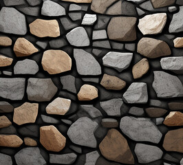 Stone and brick texture, old medieval texture. Light gray and white. Stone wall in daylight.old medieval . Background for banner, backdrop or.High quality 8k. generative ai	