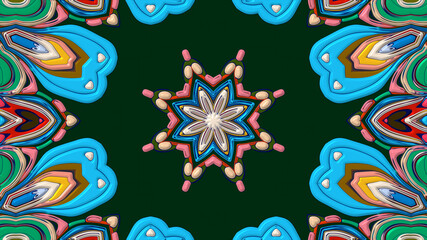 Colorful symmetrical abstract kaleidoscope background pattern for summer 