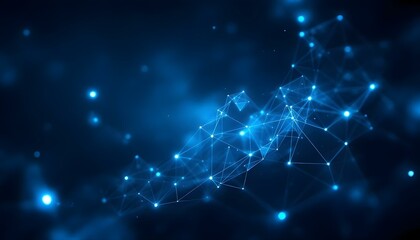 Abstract blue background with connecting dots and lines. Plexus effect. Abstract science geometrical network background, Abstract digital background. Science background. 3D rendering. 