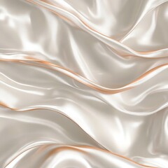 Obraz premium Flowing Silk, elegant white with gold edge light background., An abstract view of a silky fabric.