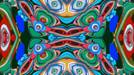 Colorful symmetrical abstract kaleidoscope background pattern for summer 