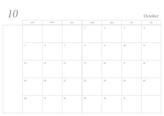 Calendar PNG, 10, October, 2025