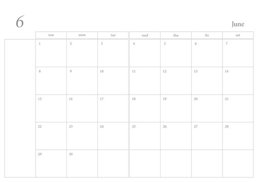 Calendar PNG, 6, June, 2025