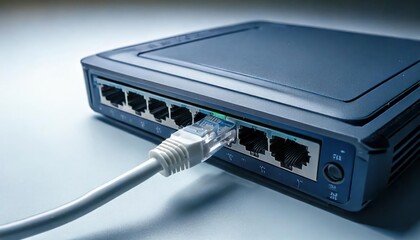 An Ethernet cable with a wireless router connects to the Internet service provider network.