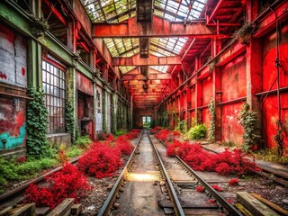 Obraz premium Urban Exploration of the Red Line: Captivating Abandoned Spaces and Urban Decay