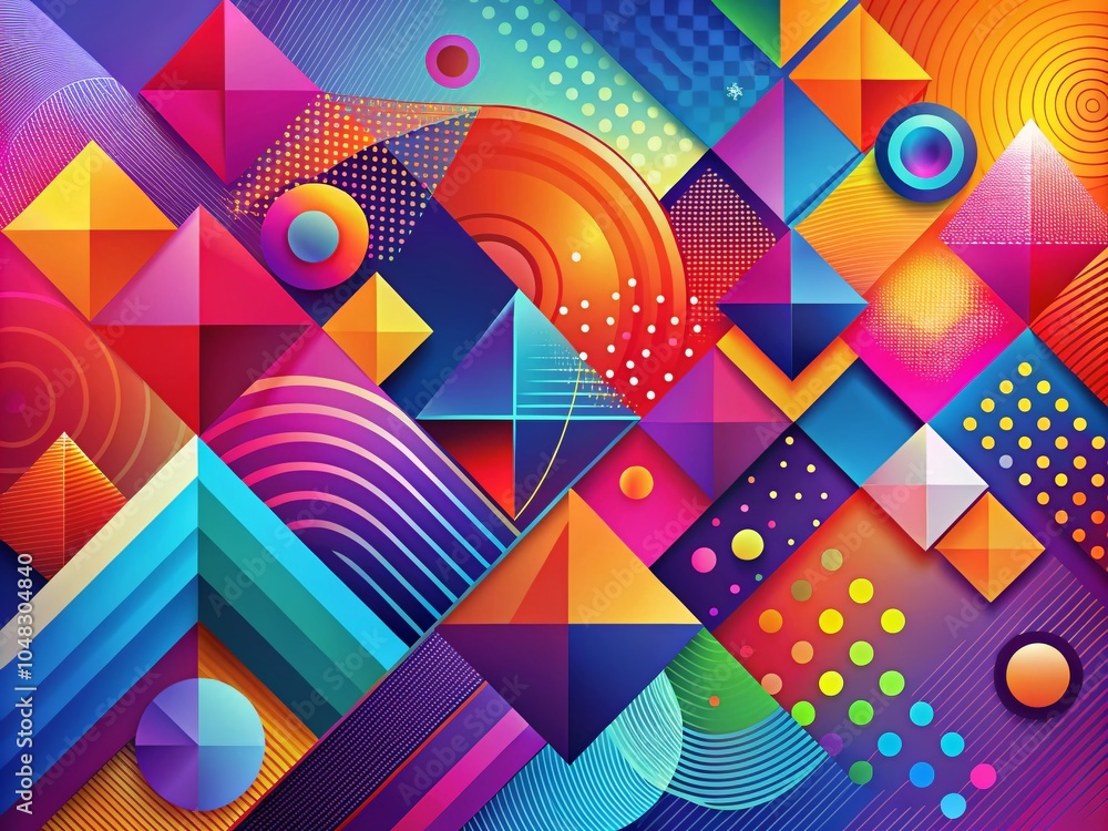 Poster vibrant abstract geometric shapes background with copy space for creative design projects