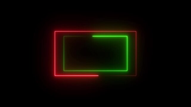 Bright neon effect rectangle frame Loop background. Animation of glowing neon rectangles abstract background.