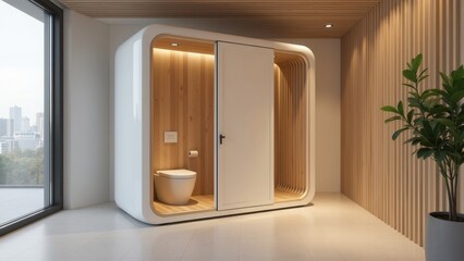 Modern Acoustic Isolation Pod in an Elegant Wellness Space