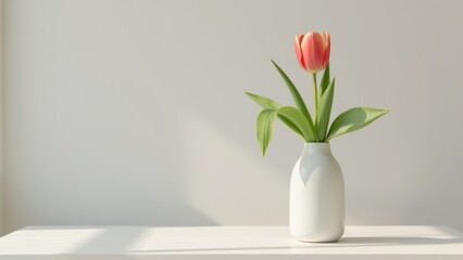 Elegant Tulip in Modern Vase - A Touch of Nature for Minimalist Decor