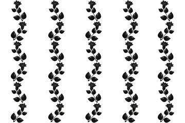 Total black elegant Wallpaper cover template design isolated white background. Floral seamless pattern. Gothic Flowers ornament. Vector illustration for duvet cover.