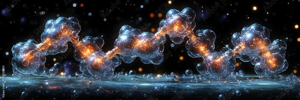 Poster visualizing the fundamental building blocks of life:a digital showcasing the intricate structures an