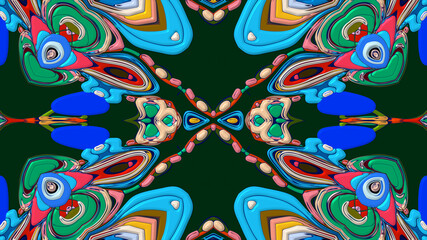 Colorful symmetrical abstract kaleidoscope background pattern for summer 