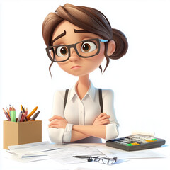This image is of a cartoon character working, which is probably a designer or assistant designer's occupation.