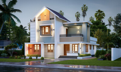 3d illustration of a newly built luxury home