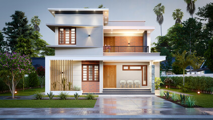 3d illustration of a newly built luxury home