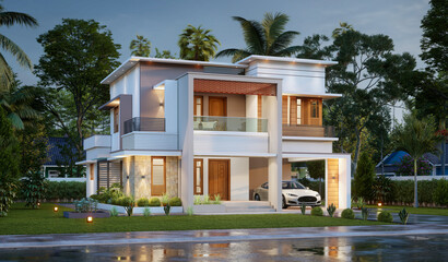 3d illustration of a newly built luxury home
